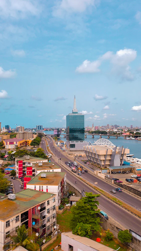Lagos skyline with office towers on the Marina