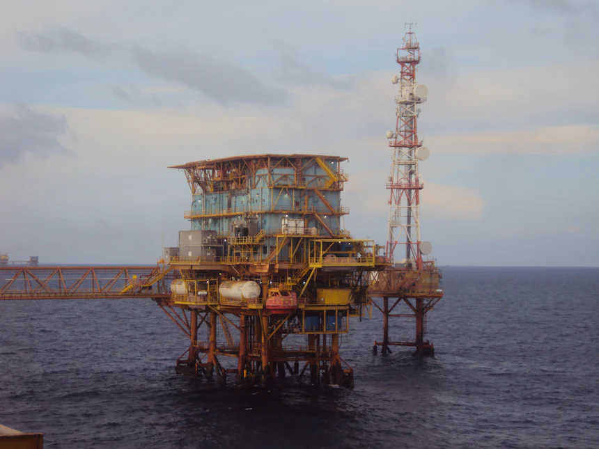 Offshore oil and gas platform at sea